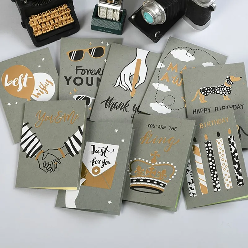 

9pcs Mini Party Cards Birthday Green Invitation Cards Kids Birthday Cards