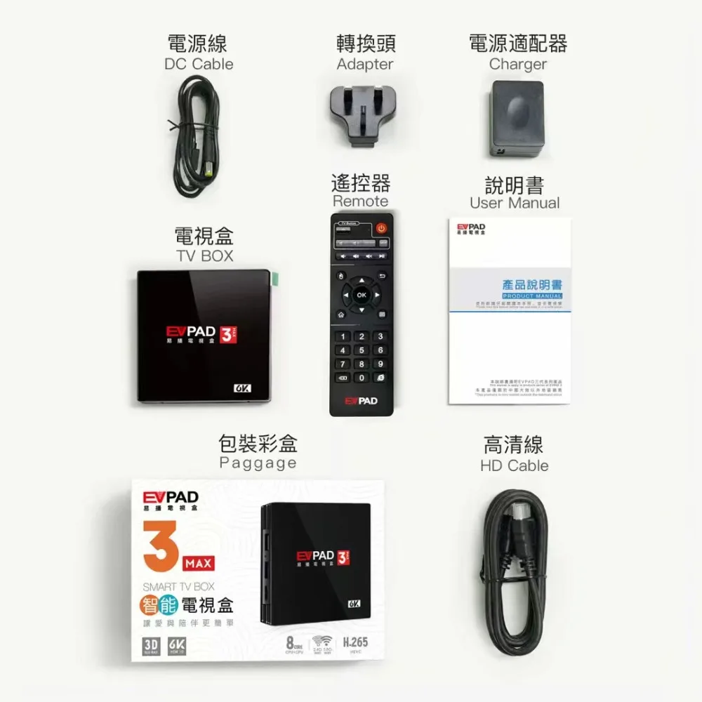 ТВ приставка EVPAD3MAX smart box evpad 3MAX Android телеприставка Bluetooth4.0 3G RAM 32G ROM 6K Китайский