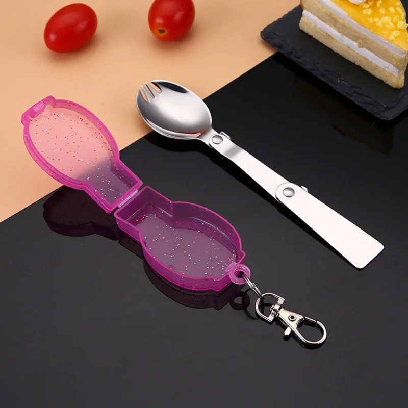 Складная мини кофейная ложка из нержавеющей стали, ложка, чайная ложка, десертная ложка, посуда с длинной ручкой, чайная ложка с коробкой, набор - Цвет: P2
