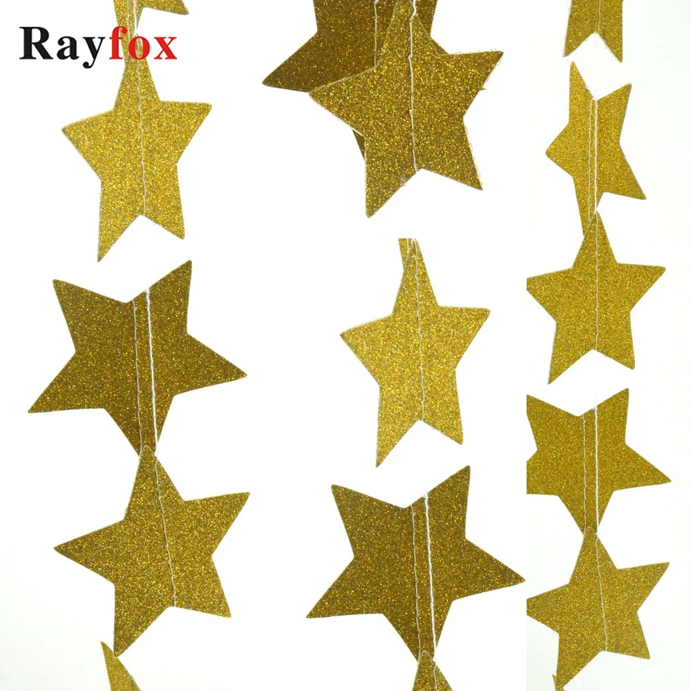 Свадебная настенная Бумажная гирлянда с золотыми звездами 2 м баннер для детской