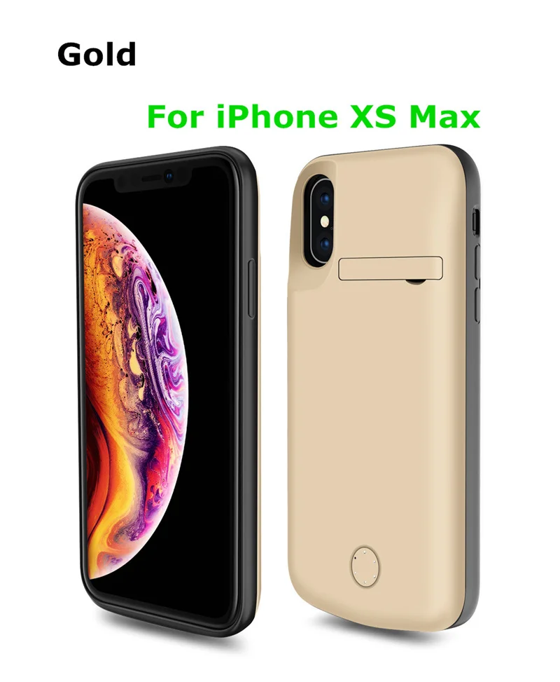NTSPACE портативный аккумулятор зарядное устройство чехол для iPhone XS MAX 6000 мАч Внешний аккумулятор корпус блок питания зарядное устройство чехол с аудио - Цвет: Gold