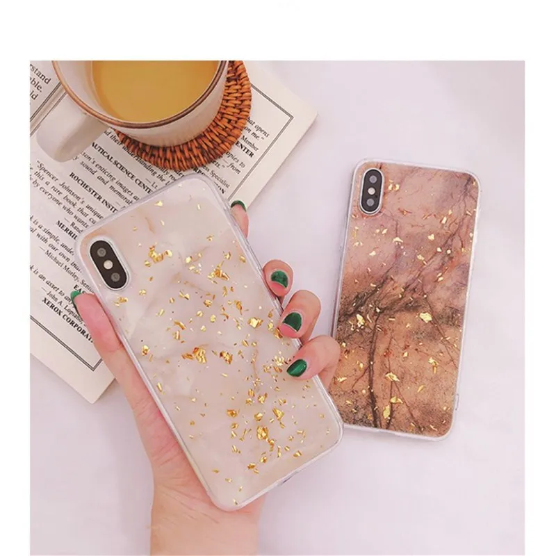 Чехол для телефона с золотистым Оловянным мрамором Iphone X Xs Max Прозрачный