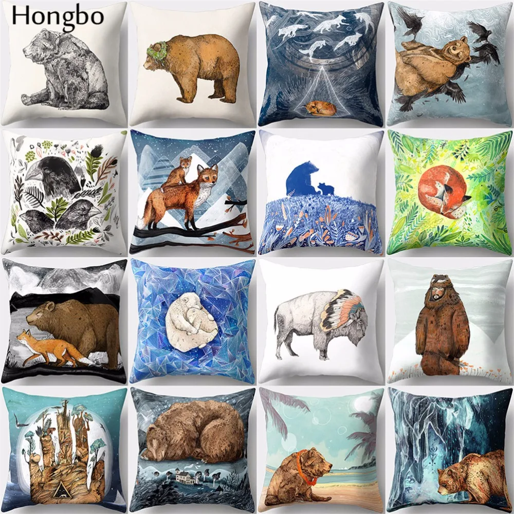 Hongbo 1 шт. симпатичный мультяшный Лисий медведь чехол для подушки наволочка
