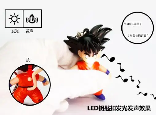 Горячий Классический Дракон шар Сон Гоку LED кулон брелок мини ПВХ фигурку со