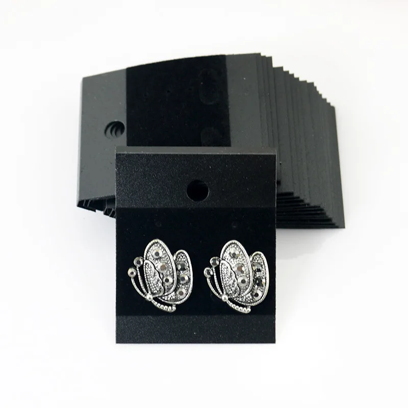 

100Pcs 5*4.5cm Earring Display Hang Cards Black Flocked