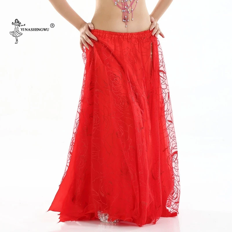 Женский костюм для танца живота юбка из двух слоев в виде розовой сетки и