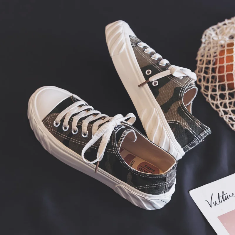 Парусиновая обувь Новинка 2019 года сезон весна модная камуфляжная женская