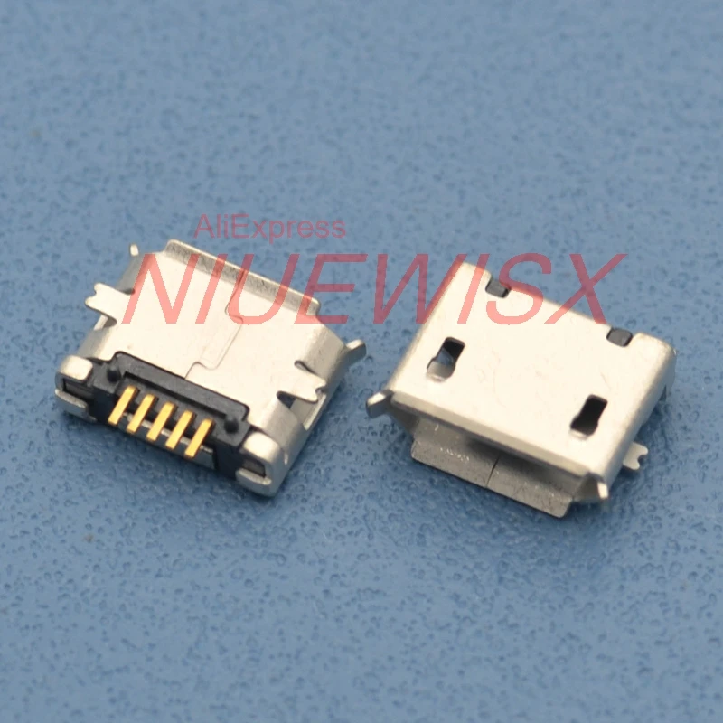 100 шт. разъем micro USB 5 контактов длинная игла SMD медный корпус порт для зарядки мини