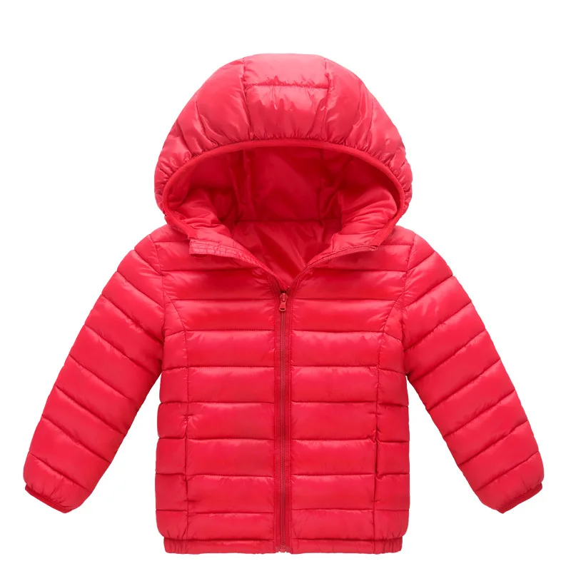 C153hong Детская верхняя одежда теплые зимние куртки года для девочек, модное однотонное детское спортивное пальто детская одежда детская куртка 5, 6, 7, 8 - Цвет: C153hong