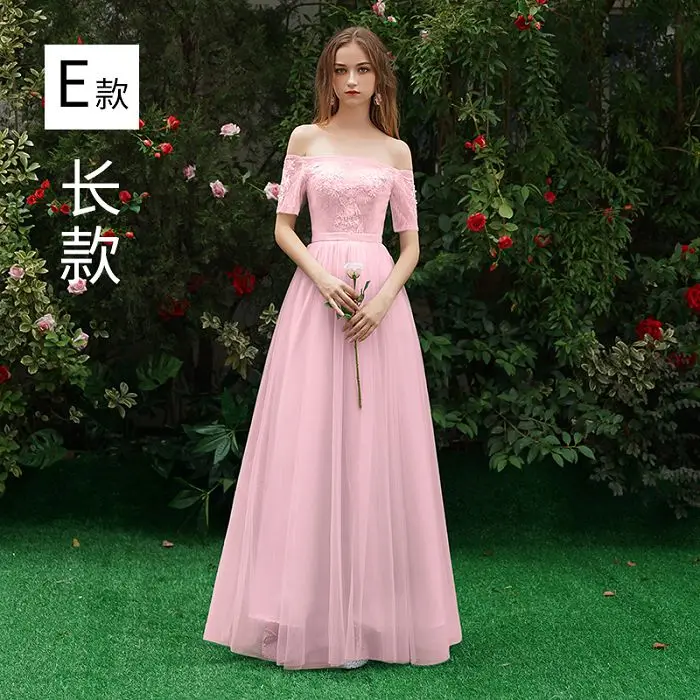 Pink E Красивые розовые кружевные платья подружки невесты Emily, длинное ТРАПЕЦИЕВИДНОЕ свадебное платье, торжественное платье, Robe De Soiree - Цвет: Pink E