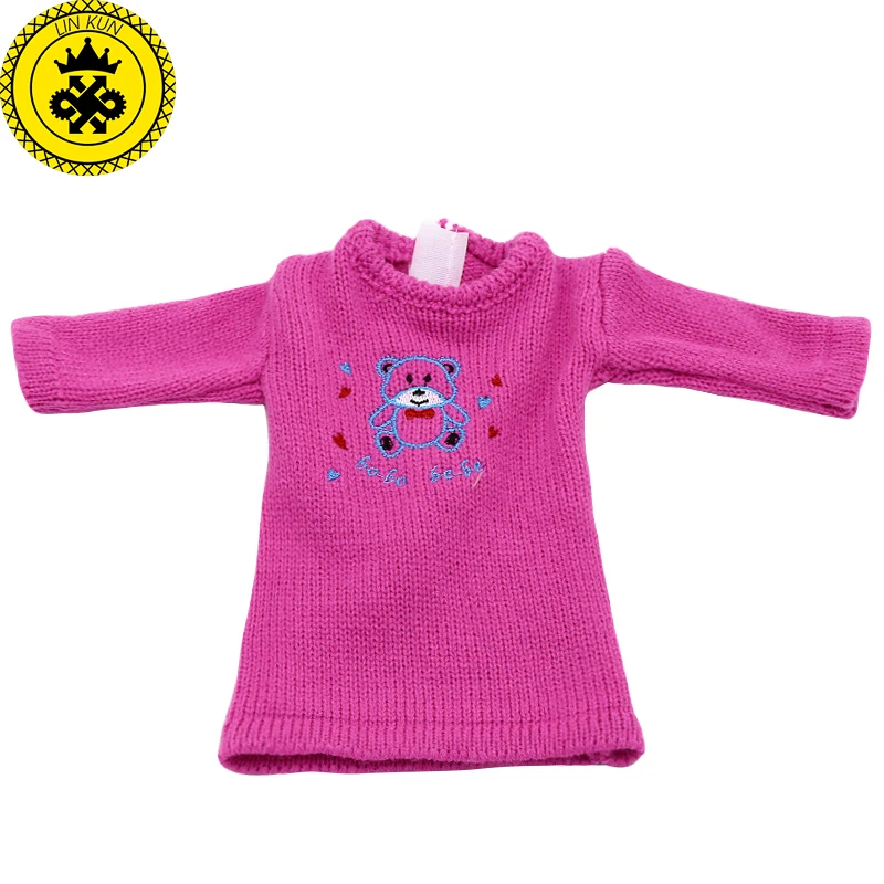 18 дюймов девочка кукла одежда красный серый шерсть ручной работы платье для