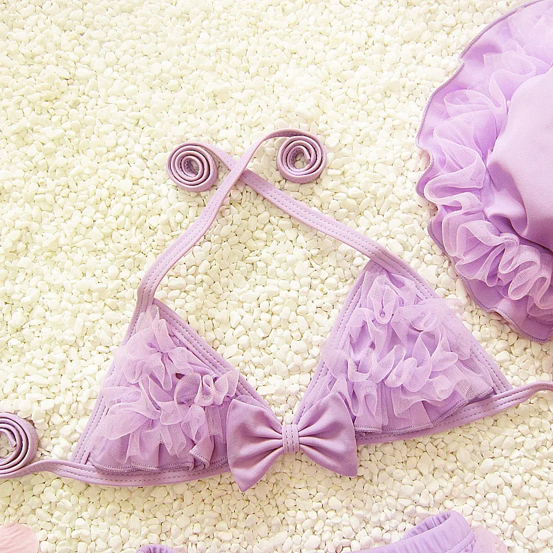 Купальник 2020 бикини для маленьких девочек комплект плавания милый кружевной