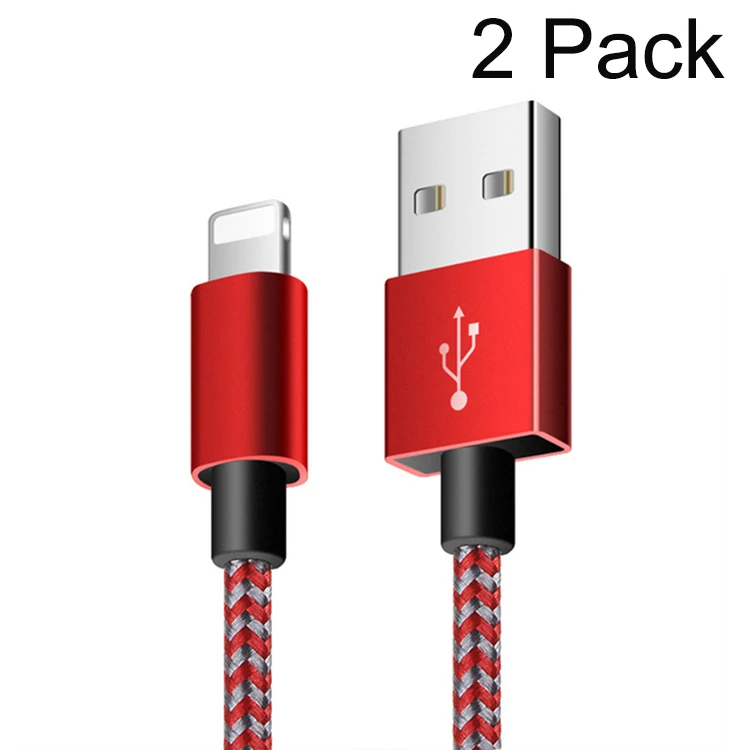 2 шт. в упаковке, USB кабель Suntaiho для iPhone, кабель для быстрой зарядки и передачи данных для iPhone XS Max, XR, X, 8, 7, 6, 6 S, 5, 5S, iPad, кабель для телефона - Цвет: Silver Red