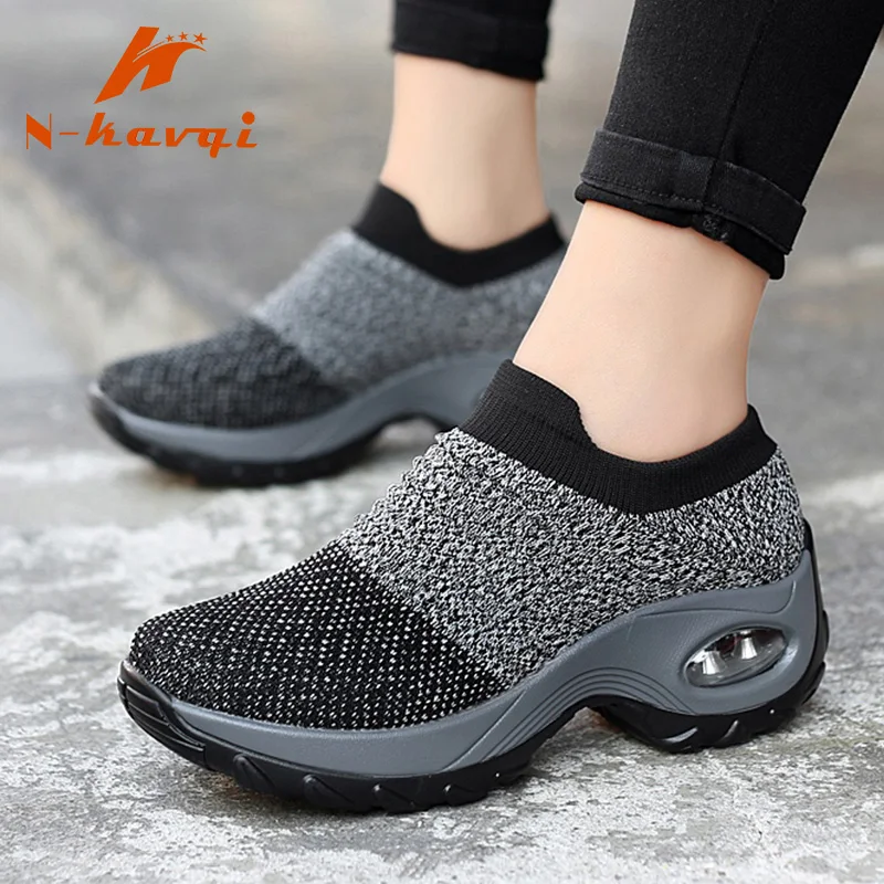 NKAVQI/женские весенние кроссовки женские лоферы без застежки с круглым носком