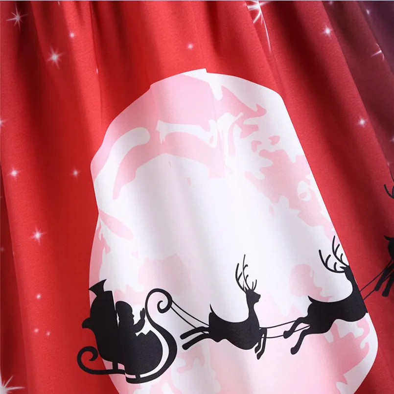 Модное зимнее платье для женщин винтажное с принтом Merry Christmas длинным рукавом