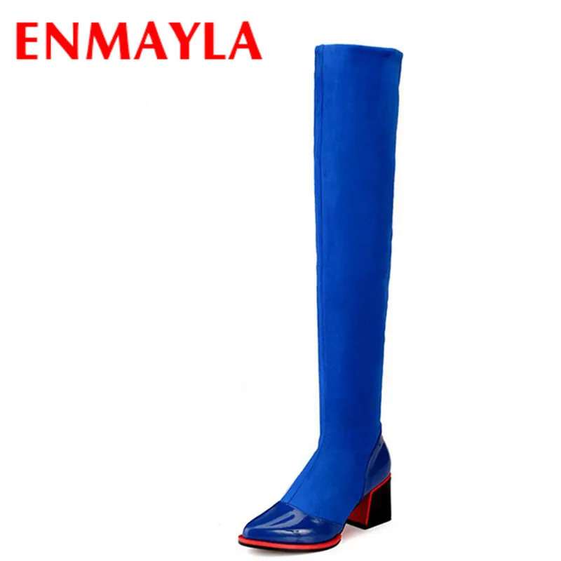 Осенне зимние сапоги от компании ENMAYLA/Осенние Сапоги до бедра из эластичной ткани