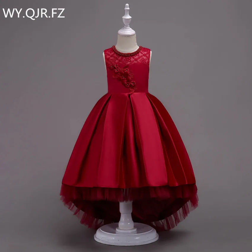 Женское бордовое кружевное платье с цветочным рисунком, платье для выпускного вечера, детское платье для выступления, оптовая продажа, Европейская и американская мода