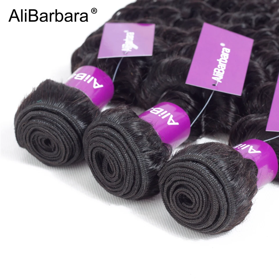 AliBarbara волос Малайзии глубокая волна утка волос 4bundles Remy человеческих волос соткет расширение природа Цвет может быть отбеливать
