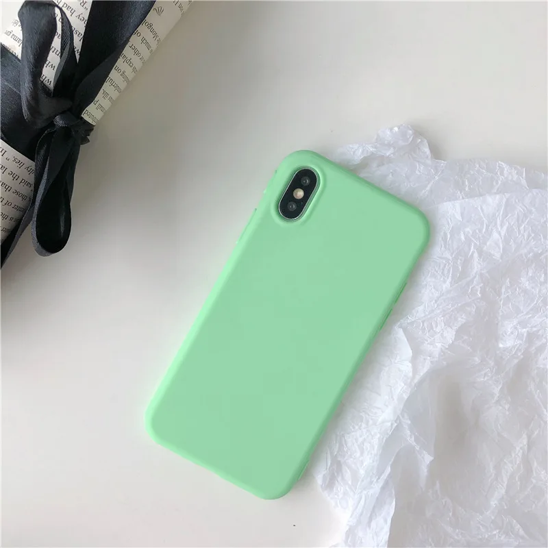 ТПУ карамельного цвета резиновый силиконовый чехол для iPhone 7 матовый мягкий чехол защитный чехол для iPhone 6 6S 7 8 Plus X 10 6 чехол s - Цвет: Light green