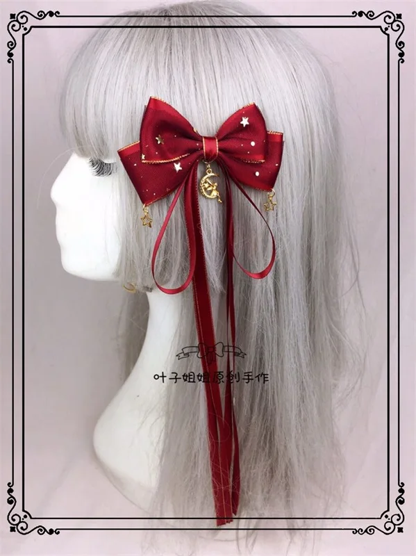 1PCS Японская Лолита Женская Корейская сетка вишня клубника лук дизайн волос шпилька головной убор Kawaii косплей аксессуары для волос 6 цветов - Цвет: 1PCS