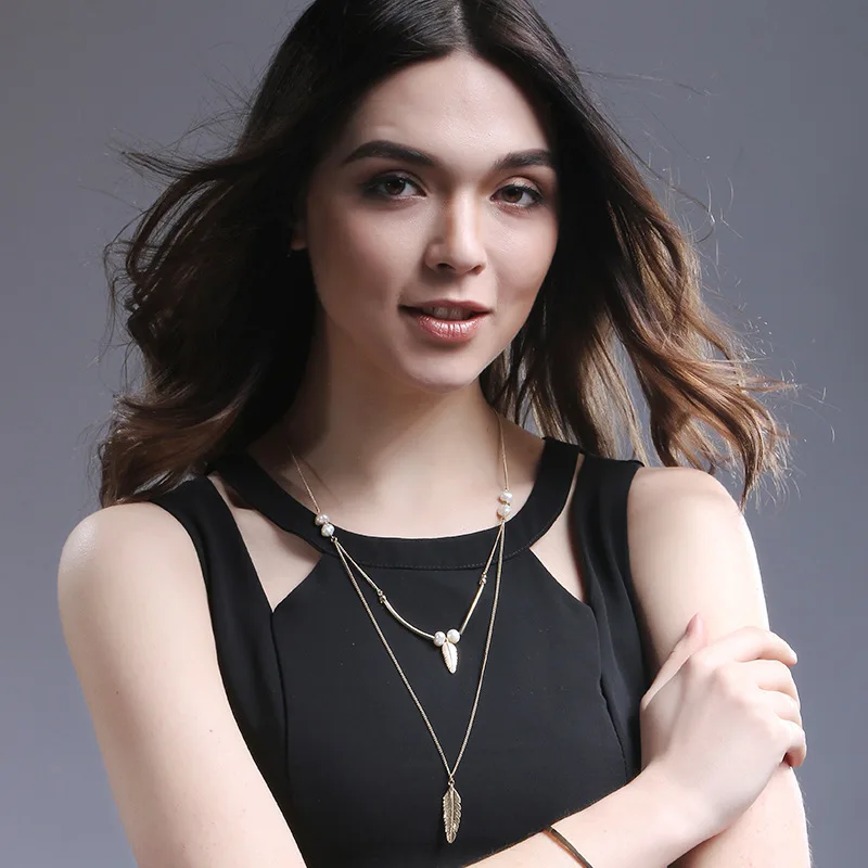 Gereit Collier Femme Романтический милое многослойное простая имитация жемчуг Золотые