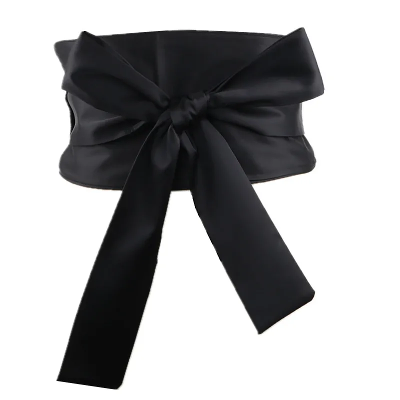 Women vintage fahsion retro Japanese style satin belt black red bow tie corset new 2019 spring summer sexy cool | Аксессуары для