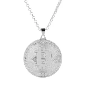 Монета-Биткоин коллекционный подарок монета Биткоин художественная Коллекция ожерелье мужское ожерелье в стиле панк с подвеской цепь - Окраска металла: silver
