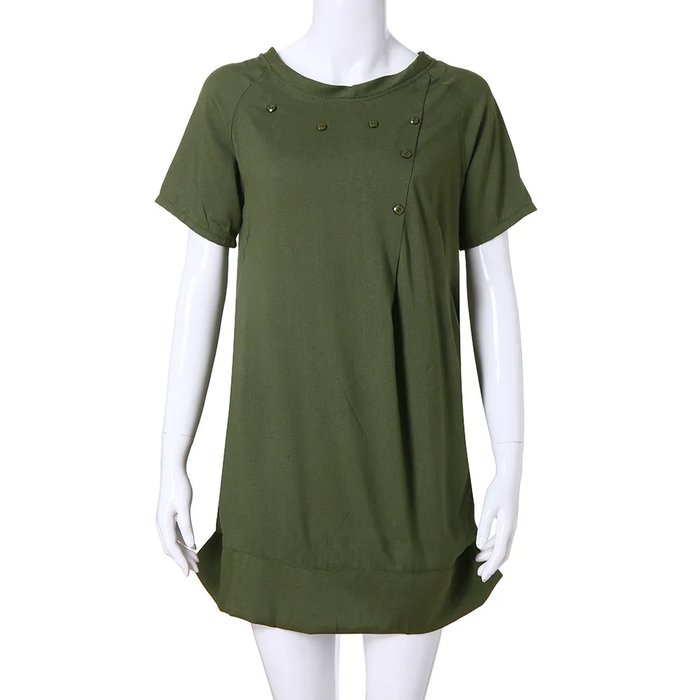 Женское Повседневное платье туника длинное пляжное с круглым вырезом из хлопка и