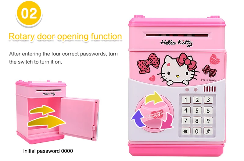 100FUN hello kitty электронная копилка мини Банкомат депозит коробка пароль копилка для детей Детские игрушки
