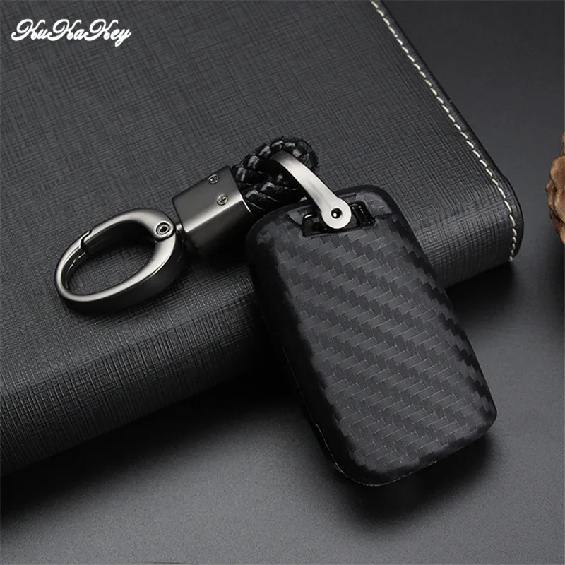KUKAKEY углеродное волокно силиконовый чехол для ключей от машины VW Golf Seat Ibiza Passat B8 B7