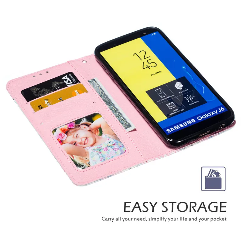 Чехол книжка для Samsung J2 J3 J5 Pro J4Core J6 + J6Plus J3Prime J330 J530 J320 кожаный ТПУ силиконовый