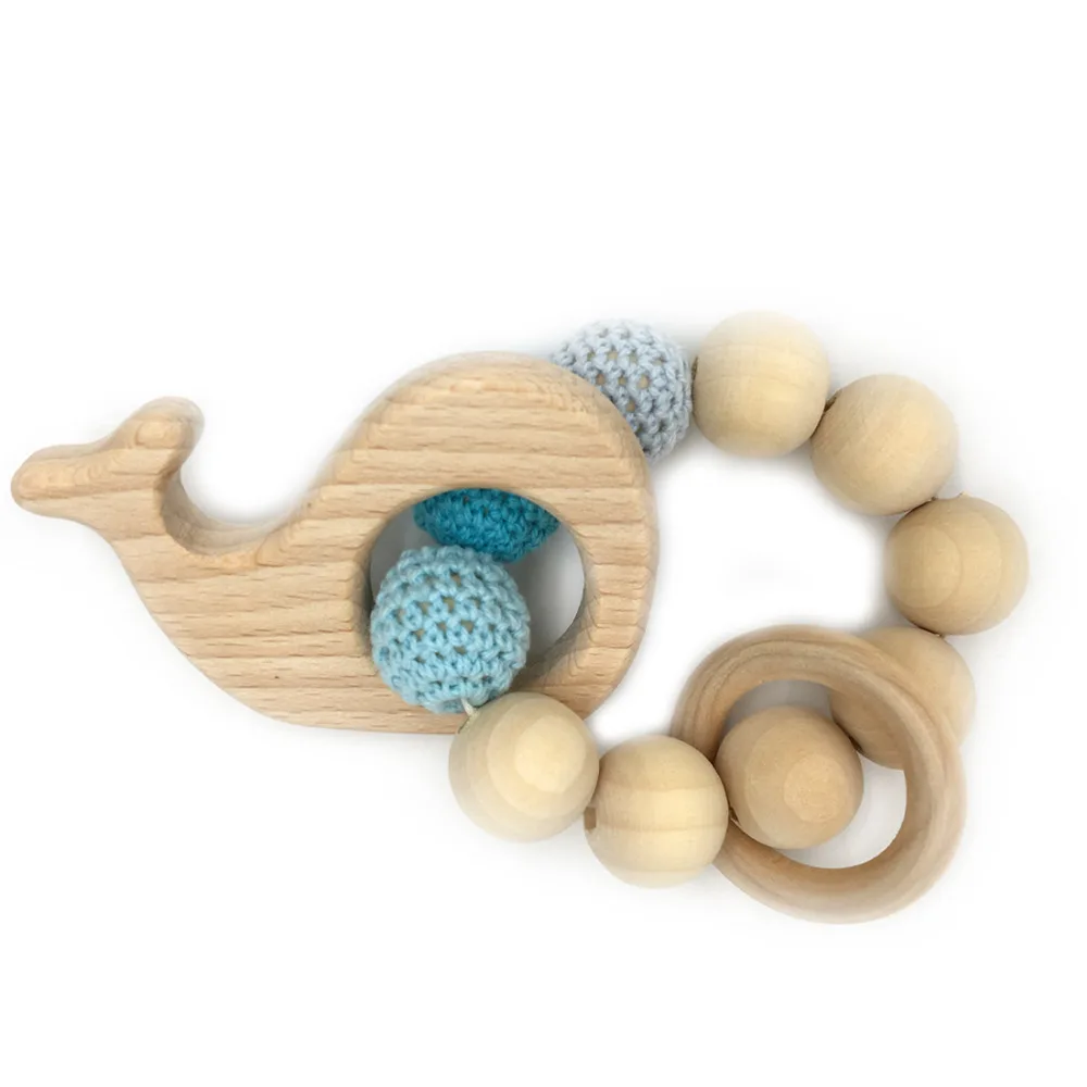 Mordedor de juguete Montessori para beb&eacute;, accesorios org&aacute;nicos de dentici&oacute;n infantil, collar de anillo de madera natural, 40mm (1,57 ''), 20 Uds.-5