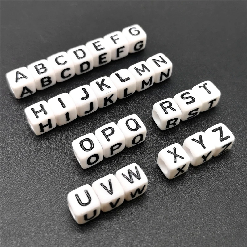 

100pcs 6mm A-Z Letter Square Alphabet Beads Acrylic Beads For Jewelry Making DIY Bracelet Necklace Accessories