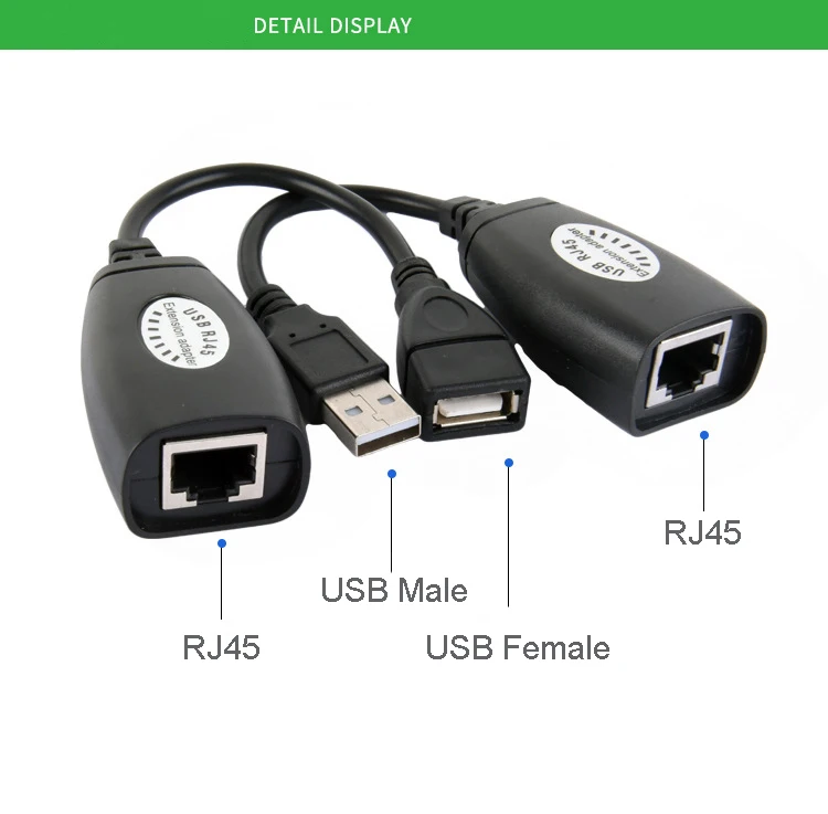 1 пара удлинителей USB на RJ45 адаптер Удлинителя через Cat5 LAN кабель до 150 футов |