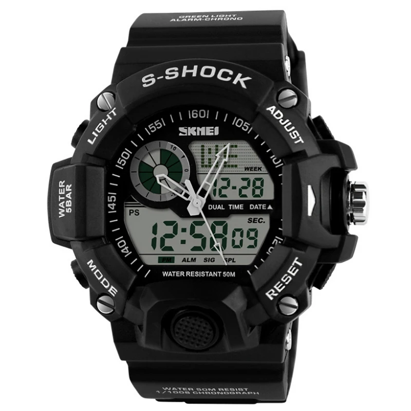 Новый 2016 КАМУФЛЯЖ S Шок Спортивные Часы Кварца Людей Dual Time аналоговый Цифровой