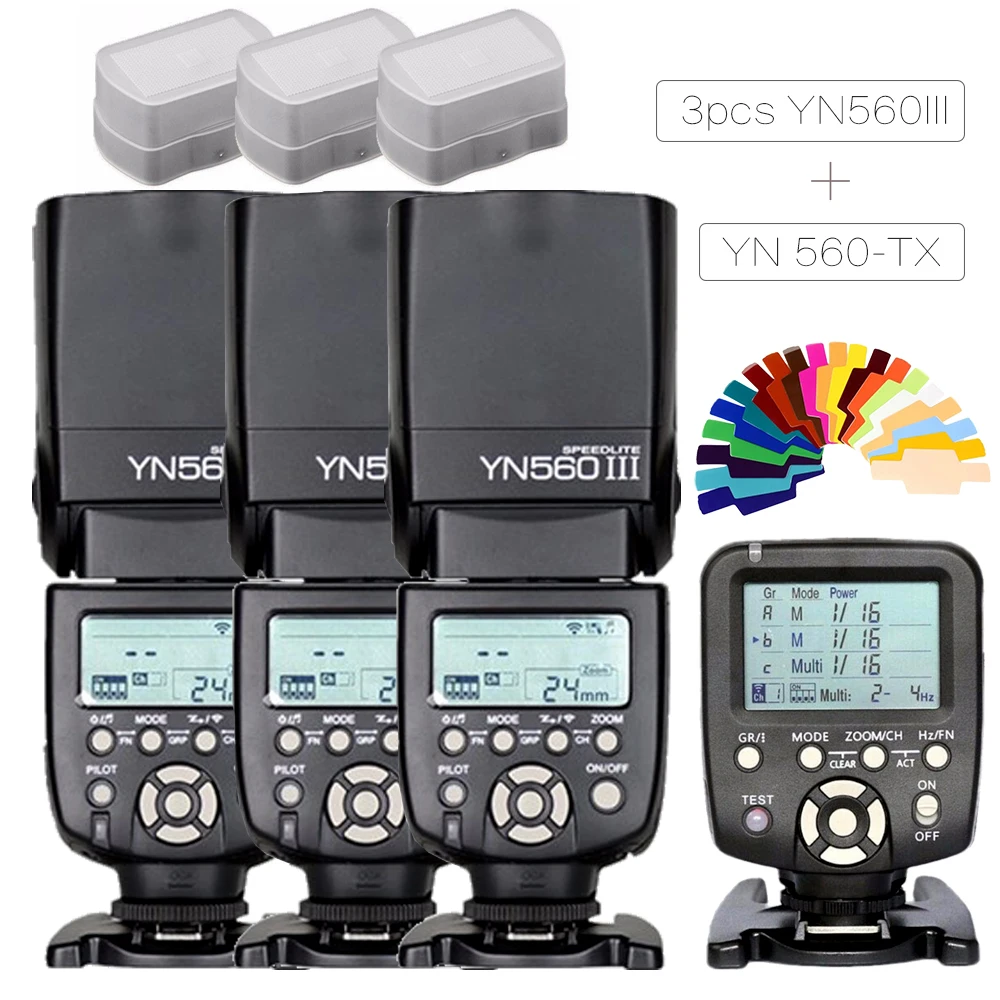 3 шт. Yongnuo YN560-III YN560 III Беспроводная ручная Вспышка Speedlite+ YN-560TX ЖК-контроллер для Canon Nikon DSLR камера