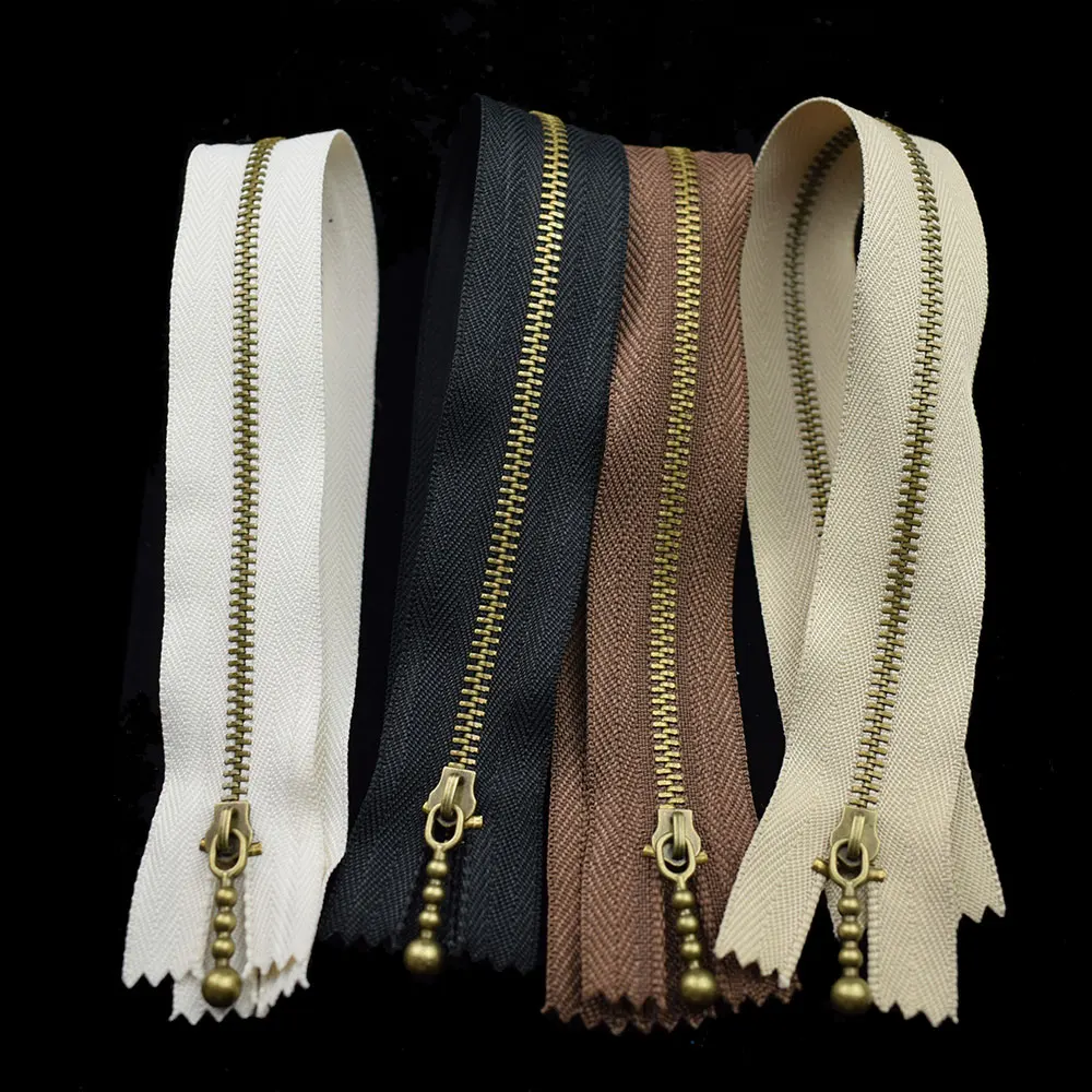 

12PCS Bronze Metal Zippers 15/20/30/40cm 3# Close-end Zippers for Sewing DIY Bags Jeans Shoes Clothing Tailor Acessories