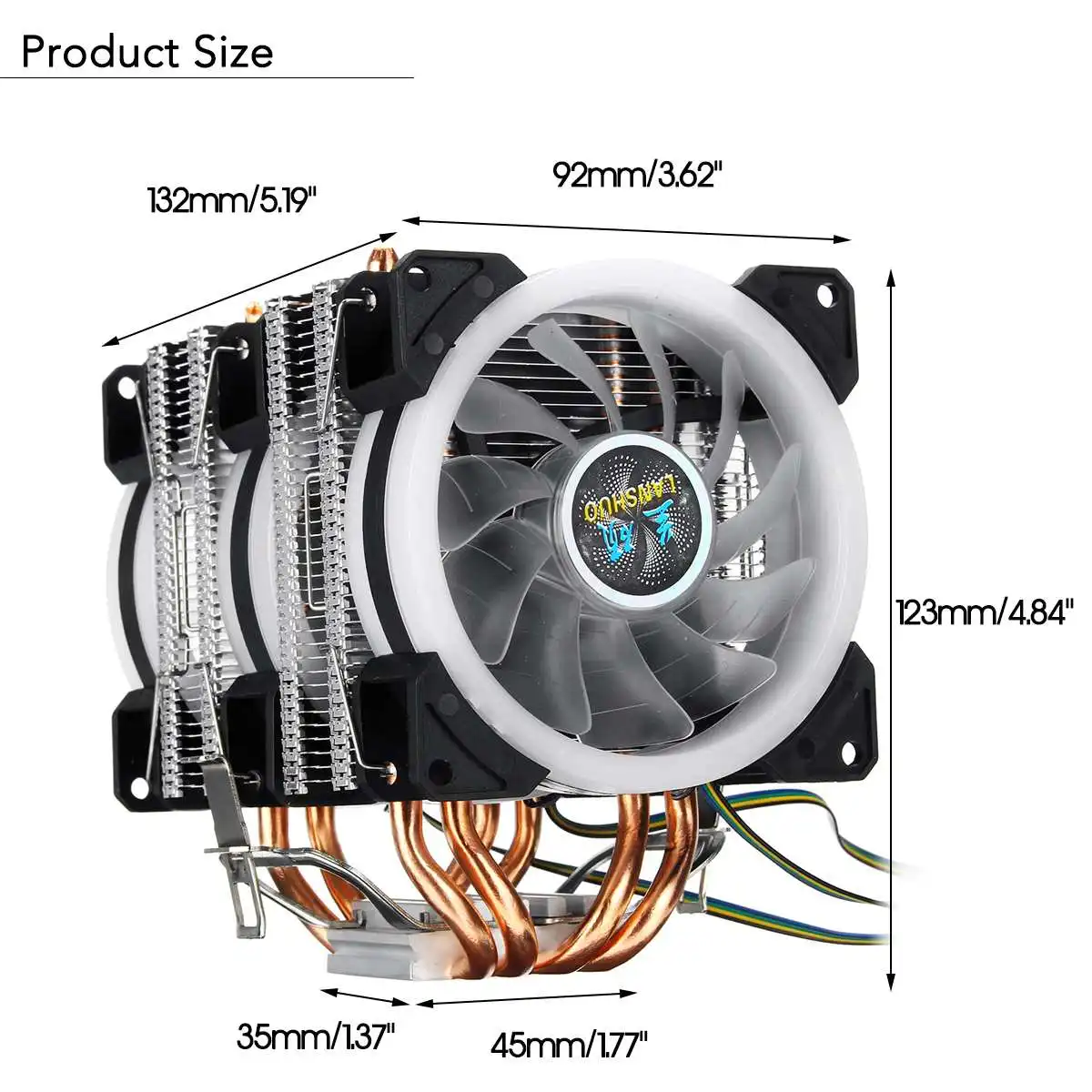 Двойная башня Процессор кулер 6 тепловые трубки с цветовой моделью RGB 4pin Процессор Вентилятор охлаждения радиатора для Intel 775/1150/1151/1155/1156/1366 для AMD разъем