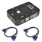 2 порта USB VGA KVM переключатель коробка + кабели для компьютера монитор клавиатура мышь