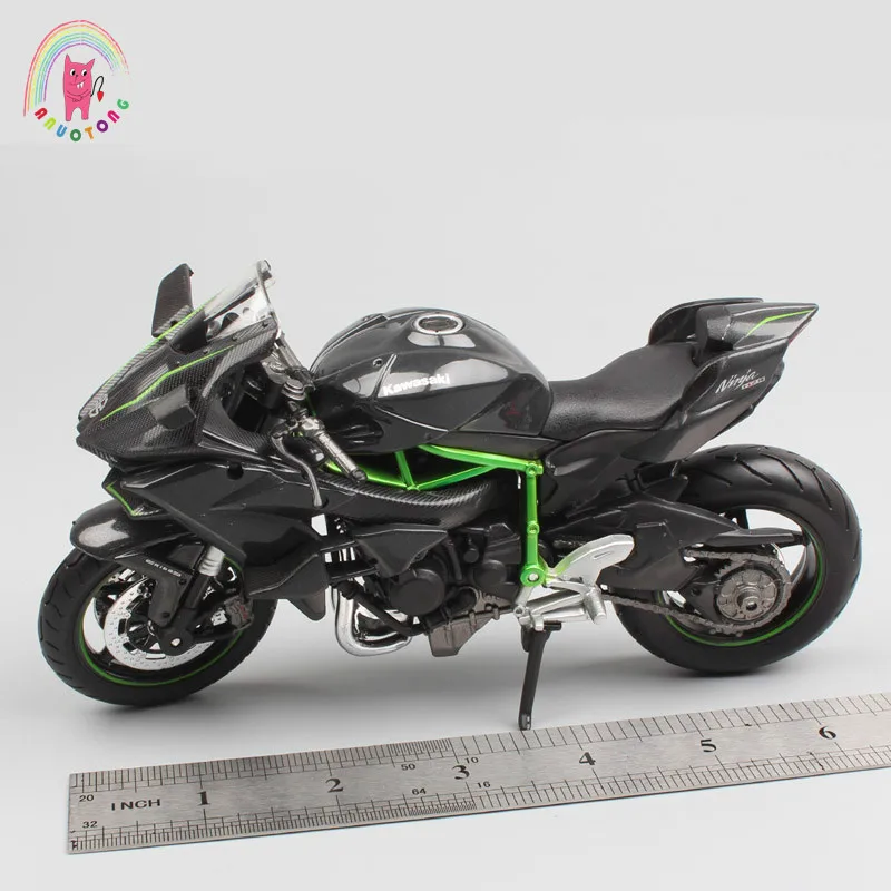 

Детский Черный Мотоцикл Kawasaki Ninja 1:12, литье под давлением, модель Mesto H2 R с акустооптической симуляцией, коллекционная игрушка, подарок
