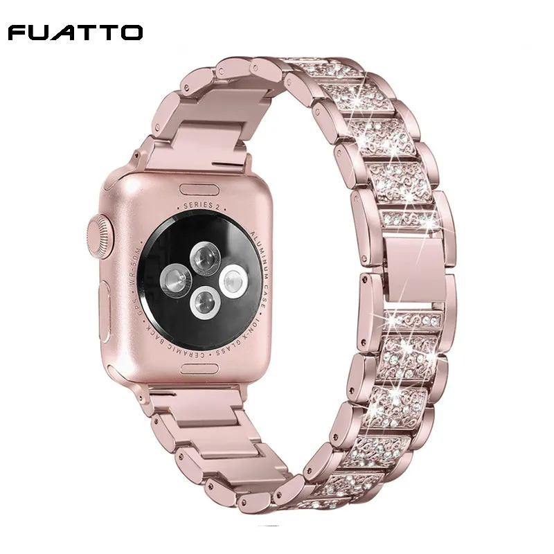 Браслет для Apple Watch Band 40 мм 44 38 42 браслет из нержавеющей стали со стразами series 4 3 2 1