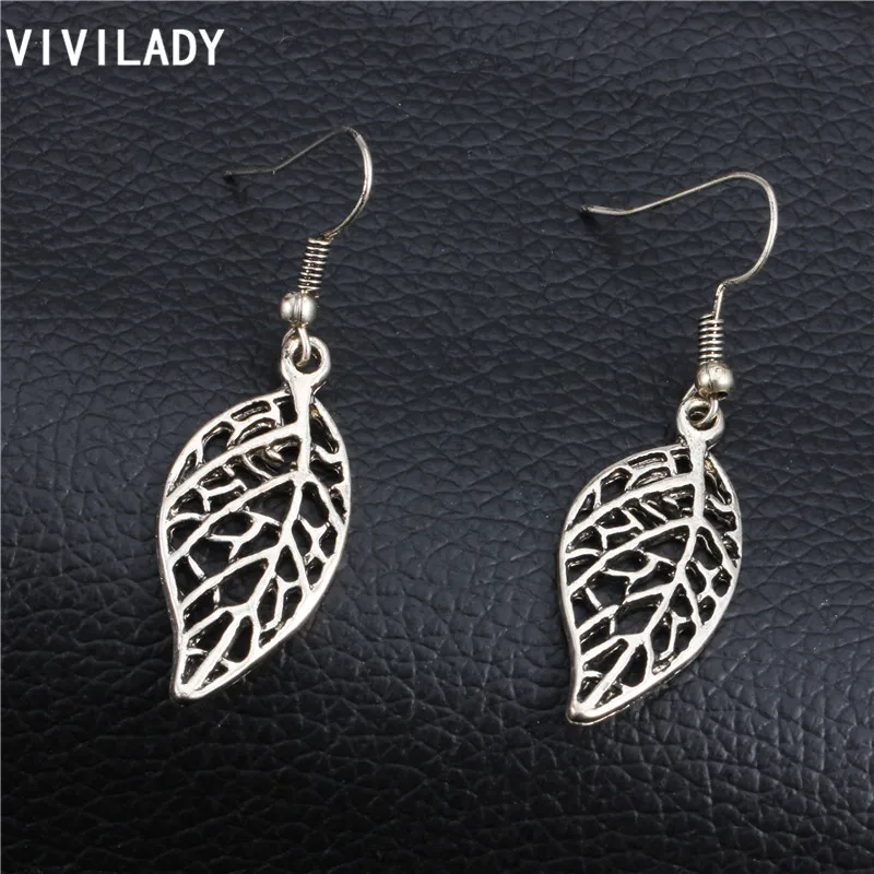 Женские серьги-подвески в виде листьев серебристого цвета | Украшения и