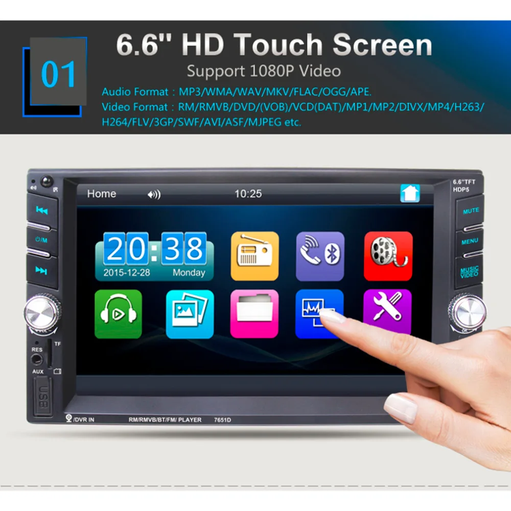 2017 New 7 Inch Touch Screen Car Vehicle Bluetooth FM/MP5 USB Port/TF Card Slot Aux Input DVD Player Auto Rear View Camera | Автомобили и