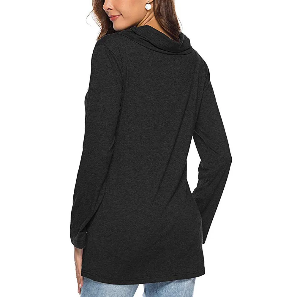 Blusas mujer de moda женские рубашки с длинным рукавом на пуговицах и воротником-Хомутом Женские повседневные однотонные Туники Топы Блузки roupas feminina