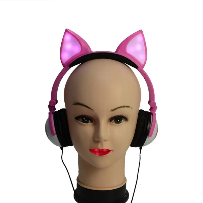 2019 New Stylish Practical 5 Colors Cartoon Cute Headphone Glowing Child Foldable Flashing Cat Ear Headset Earphone | Электроника