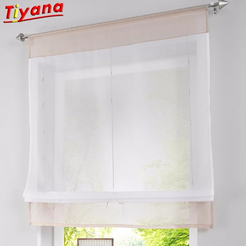 Серая Кухонная штора Valance Короткая в римском стиле кофейная вуаль Фиолетовый
