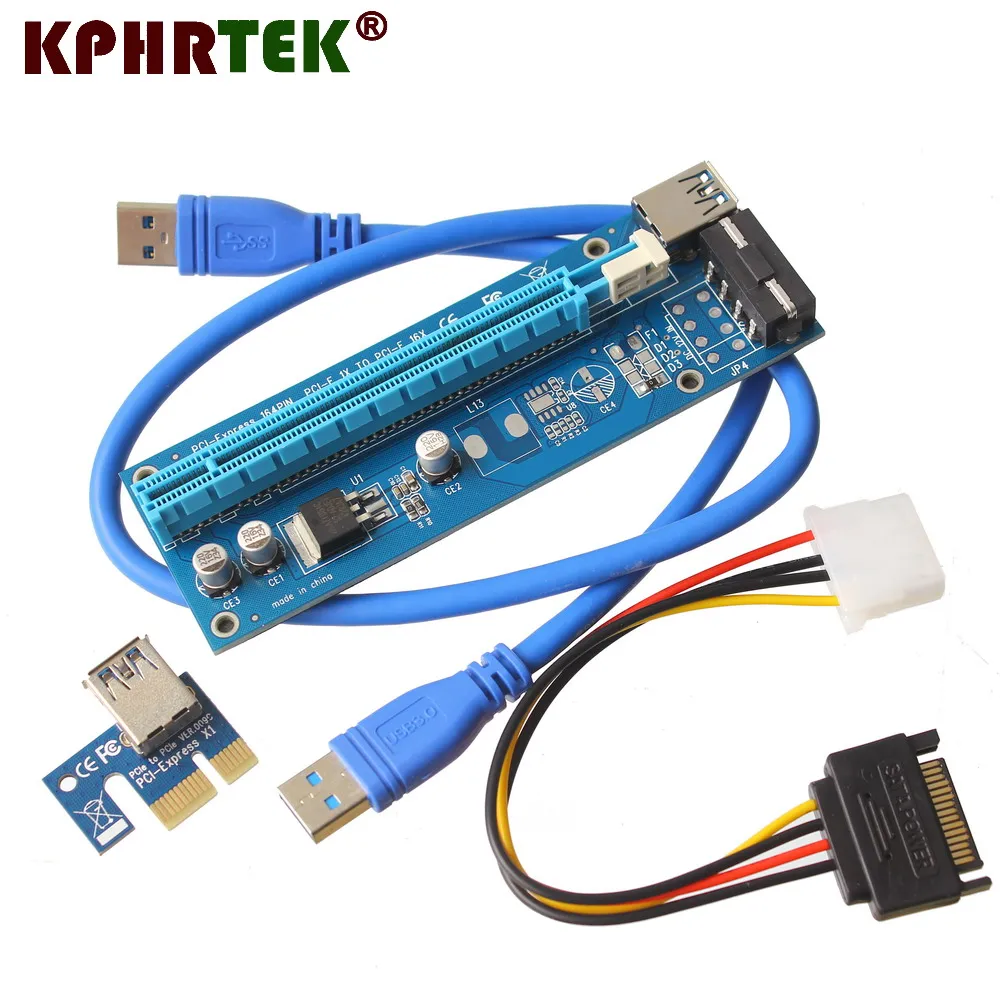 

Синяя 60 см PCI Express 1X до 16X PCI-E Райзер-карта USB 3,0 до 4-контактного расширения IDE