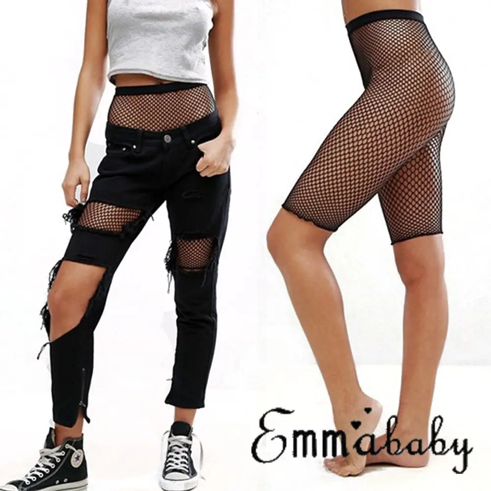 

Women Sexy Sporty Fishnet Mesh Legging Women Fitness Jeggings Ladies Elastic Waist Pants Block Mesh Insert Leggings Cover Ups