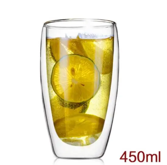 450ML 1 шт. термостойкая стеклянная чашка с двойными стенками, пивная кофейная чашка, набор ручной работы, креативная пивная кружка, чайная стеклянная чашка для виски, стеклянные чашки, посуда для напитков - Цвет: 450ML