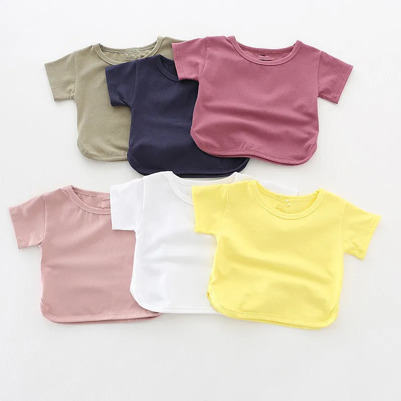 

Kids Girls Shirt Summer Candy Color Short Sleeve Baby T-Shirts Soft Cotton Children's T-Shirt O-Neck Tee Tops Boy kids Clothes